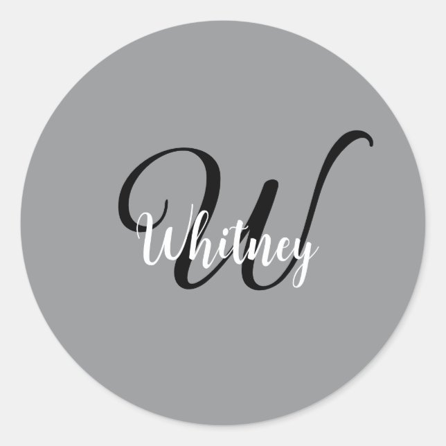 Sticker Rond Monogramme de nom simple moderne  (Devant)