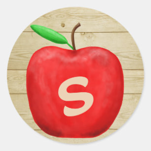 Sticker Rond Monogramme de pomme rouge