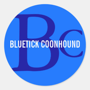 Sticker Rond Monogramme de race de Coonhound de Bluetick