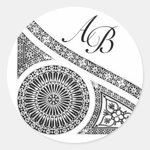 STICKER ROND MONOGRAMME DE RENAISSANCE