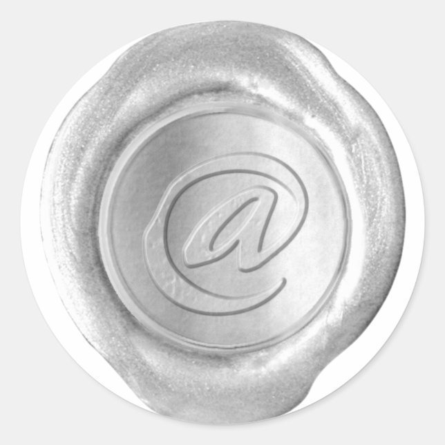 Sticker Rond Monogramme de sceau de cire - Argent - Artiste @ - (Devant)