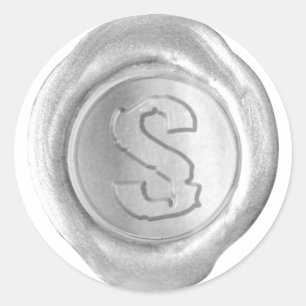 Sticker Rond Monogramme de sceau de cire - Argent - Boulder S -