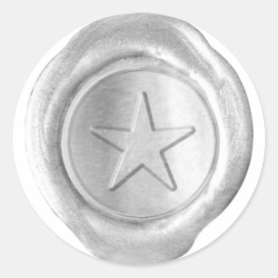 Sticker Rond Monogramme de sceau de cire - Argent - Étoile pers