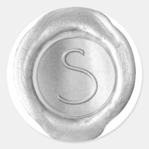 Sticker Rond Monogramme de sceau de cire - Argent - Modern Slim