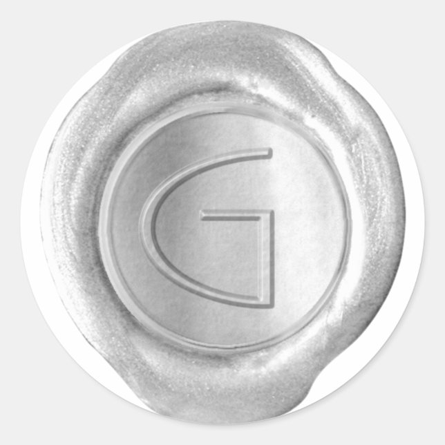 Sticker Rond Monogramme de sceau de cire - Argent - ModernSlim  (Devant)