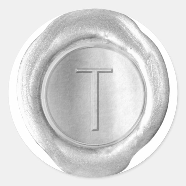 Sticker Rond Monogramme de sceau de cire - Argent - ModernSlim  (Devant)