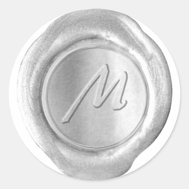 Sticker Rond Monogramme de sceau de cire - Argent - Style artis (Devant)