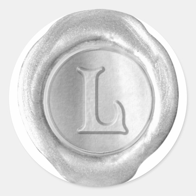 Sticker Rond Monogramme de sceau de cire - Argent - Victorian L (Devant)