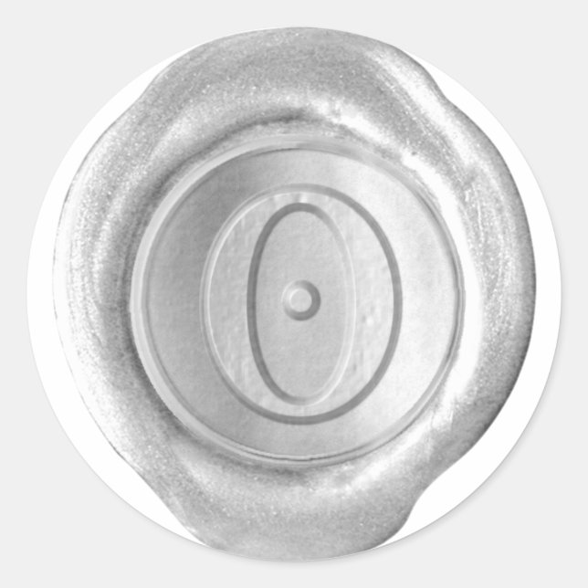 Sticker Rond Monogramme de sceau de cire - Argent - Victorien O (Devant)