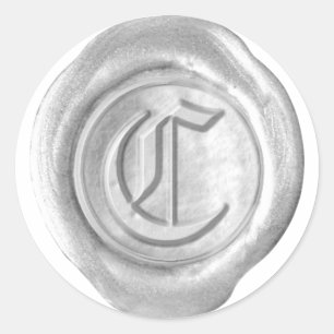 Sticker Rond Monogramme de sceau de cire - Argent - Vieux angla