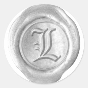 Sticker Rond Monogramme de sceau de cire - Argent - Vieux angla