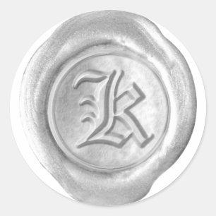 Sticker Rond Monogramme de sceau de cire - Argent - Vieux angla