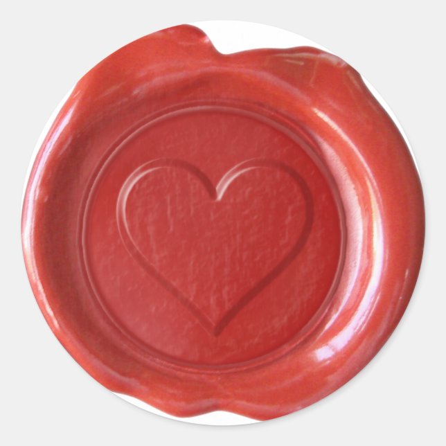 Sticker Rond Monogramme de sceau de cire - Coeur rouge - (Devant)