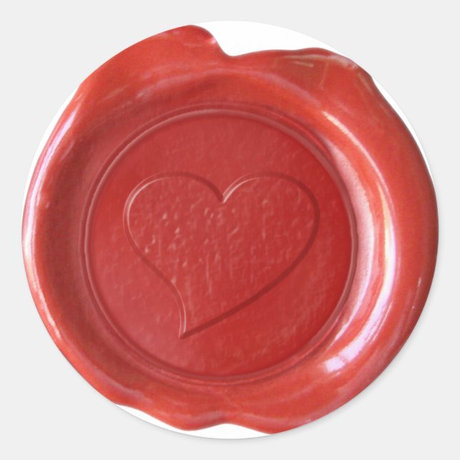 Sticker Rond Monogramme de sceau de cire - Coeur rouge II - (Devant)
