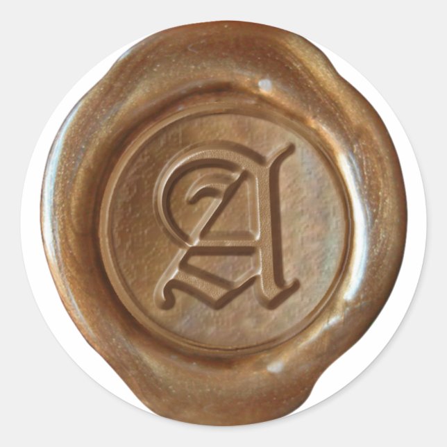 Sticker Rond Monogramme de sceau de cire - Cuivre - Ancien Angl (Devant)