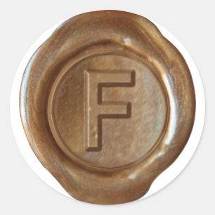 Sticker Rond Monogramme de sceau de cire - Cuivre - Gras F -