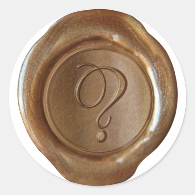 Sticker Rond Monogramme de sceau de cire - Cuivre - Script ?- (Devant)