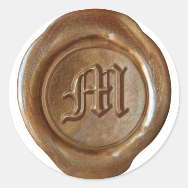Sticker Rond Monogramme de sceau de cire - Cuivre - Vieux angla (Devant)