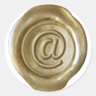 Sticker Rond Monogramme de sceau de cire - Or - Bold @ -
