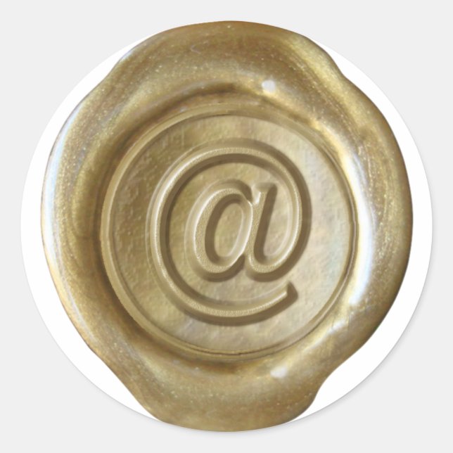 Sticker Rond Monogramme de sceau de cire - Or - Bold @ - (Devant)