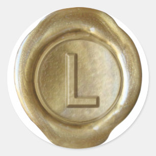 Sticker Rond Monogramme de sceau de cire - Or - Bold L -
