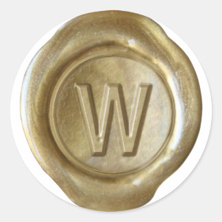 Sticker Rond Monogramme de sceau de cire - Or - Bold W -