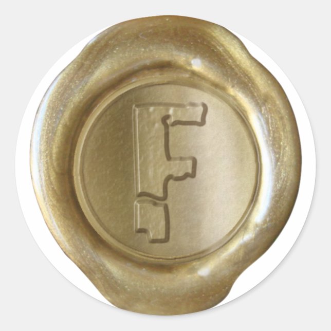 Sticker Rond Monogramme de sceau de cire - Or - Boulder F - (Devant)