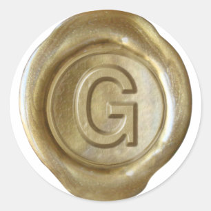Sticker Rond Monogramme de sceau de cire - Or - G gras -
