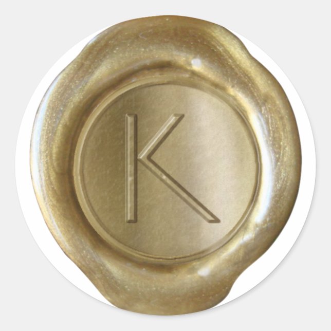Sticker Rond Monogramme de sceau de cire - Or - ModernSlim K - (Devant)