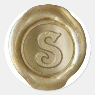 Sticker Rond Monogramme de sceau de cire - Or - S victorien -