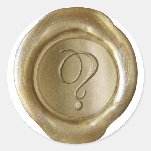 Sticker Rond Monogramme de sceau de cire - Or - Script ?- (Devant)
