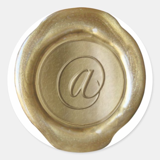 Sticker Rond Monogramme de sceau de cire - Or - Script @ - (Devant)