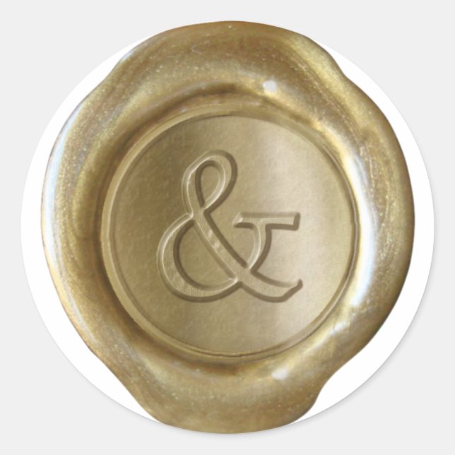 Sticker Rond Monogramme de sceau de cire - Or - Serif & - (Devant)