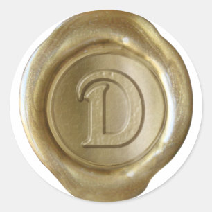 Sticker Rond Monogramme de sceau de cire - Or - Victorien D -