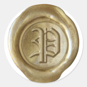 Sticker Rond Monogramme de sceau de cire - Or - Vieil anglais -