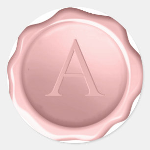 Sticker Rond Monogramme de sceau de cire rose Dusty Rose initia