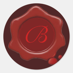 Sticker Rond MONogramme DE SCEAU DE CIRE ROUGE