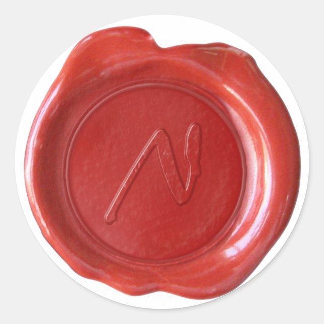 Sticker Rond Monogramme de sceau de cire - Rouge - Artiste N - (Devant)
