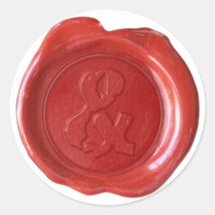 Sticker Rond Monogramme de sceau de cire - Rouge - Boulder & -