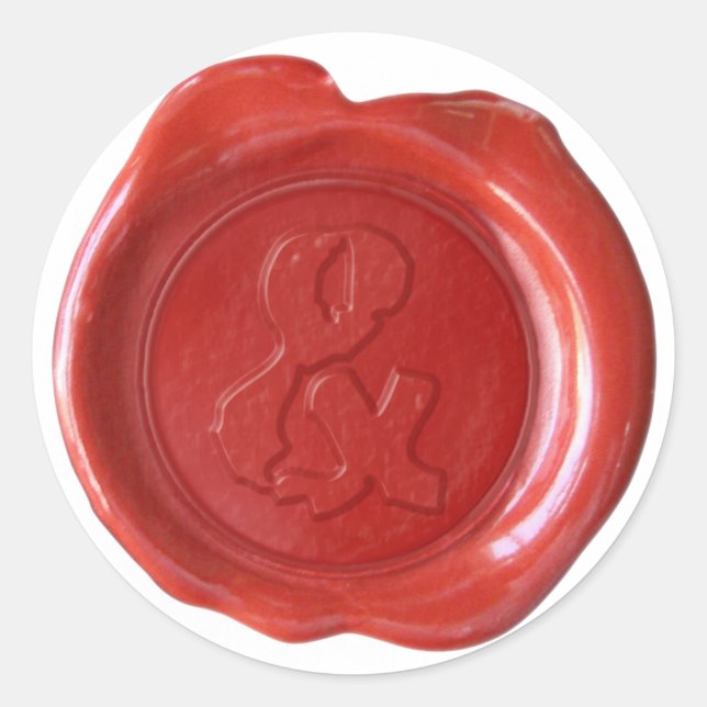 Sticker Rond Monogramme de sceau de cire - Rouge - Boulder & - (Devant)