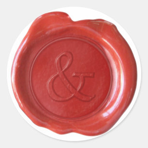 Sticker Rond Monogramme de sceau de cire - Rouge - Serif & -
