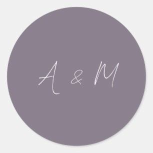 Sticker Rond Monogramme de script minimal Boho Dusty Mariage vi