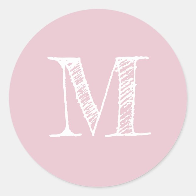 Sticker Rond Monogramme de script moderne Parfait initial rose (Devant)