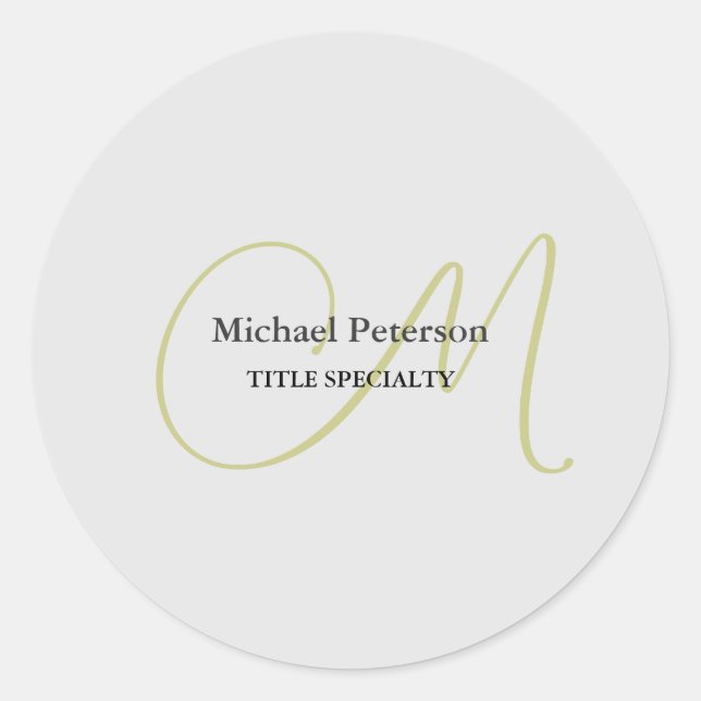 Sticker Rond Monogramme de script sophistiqué initial moderne (Devant)