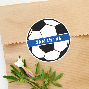 Sticker Rond Monogramme de sport de football de soccer noir bla