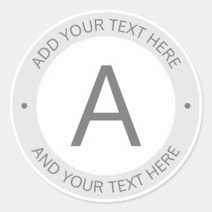 Sticker Rond Monogramme de style logo moderne Gris et blanc