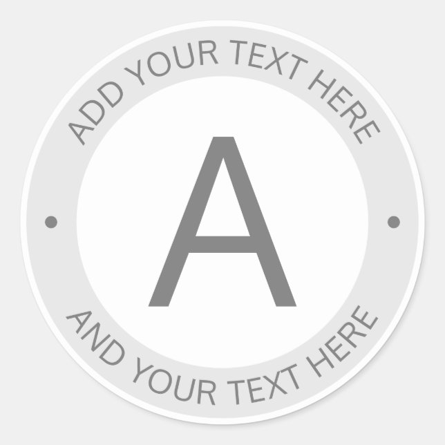 Sticker Rond Monogramme de style logo moderne | Gris et blanc (Devant)