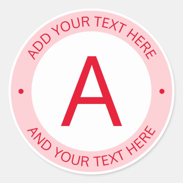 Sticker Rond Monogramme de style logo moderne | Rouge (Devant)