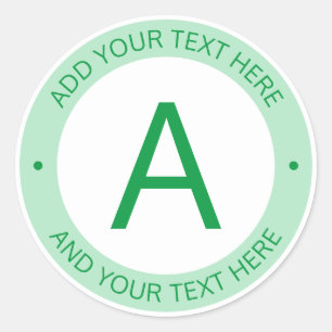 Sticker Rond Monogramme de style logo moderne Vert et blanc