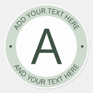 Sticker Rond Monogramme de style logo moderne   Vert et blanc